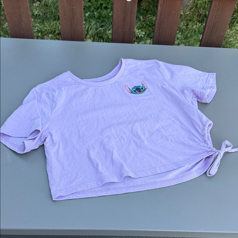 Disney XL cotton/polyester, short sleeve Lilo and stitch crop top light purple